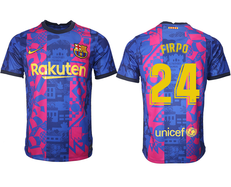 Men 2021-2022 Club Barcelona blue training suit aaa version #24 Soccer Jersey